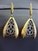 ESTATE .50CT DIAMOND 14K BLACK & YELLOW GOLD FILIGREE HANGING LEVERBACK EARRINGS