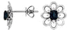 .68CT DIAMOND & AAA SAPPHIRE 14K WHITE GOLD 3D OVAL & ROUND FLOWER STUD EARRINGS