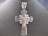 EXTRA LARGE 3.0CT DIAMOND 14K WHITE GOLD ROUND & BAGUETTE CROSS FLOATING PENDANT