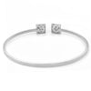 .98CT DIAMOND 18K WHITE GOLD ROUND & BAGUETTE DOUBLE SQUARE CUFF BANGLE BRACELET