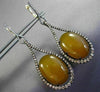 ANTIQUE LARGE 30.0CT MULTI COLOR DIAMOND & AGATE 14K BLACK & WHITE GOLD EARRINGS