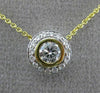 ESTATE LARGE .45CT ROUND DIAMOND 18KT TWO TONE GOLD BEZEL HALO CLASSIC NECKLACE