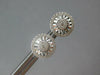 ESTATE .29CT DIAMOND 18KT WHITE GOLD 3D ROUND PAVE SUNBURST FLOWER STUD EARRINGS