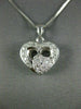 ANTIQUE .26CT DIAMOND 18K WHITE GOLD CLASSIC DOUBLE HEART FILIGREE PENDANT #9386