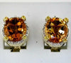 8.42CT DIAMOND AAA YELLOW SAPPHIRE & CITRINE 14K YELLOW GOLD 3D CLIP ON EARRINGS