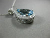 ESTATE LARGE 5.71CT DIAMOND & AAA AQUAMARINE 14K WHITE GOLD 3D PEAR HALO PENDANT