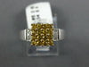 ESTATE .59CT DIAMOND & AAA YELLOW SAPPHIRE 14K WHITE GOLD SQUARE FRIENDSHIP RING