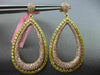 LARGE 5.25CT PINK & FANCY YELLOW DIAMOND 18K YELLOW & ROSE GOLD HANGING EARRINGS