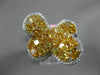 ESTATE LARGE 4.12CT WHITE & FANCY YELLOW DIAMOND 18K 2 TONE GOLD 3D FLOWER RING