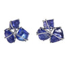 LARGE 27.50CT AAA TANZANITE 18KT WHITE GOLD MULTI SHAPE FLOWER CLIP ON EARRINGS
