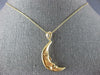 ESTATE LARGE 14KT YELLOW GOLD 3D HANDCRAFTED HAPPY MOON FLOATING PENDANT #25047