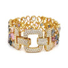 EXTRA LARGE 55.14CT DIAMOND & AAA MULTI COLOR SAPPHIRE 18KT YELLOW GOLD BRACELET