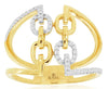 ESTATE .16CT DIAMOND 14KT YELLOW GOLD 3D OVAL LOVE KNOT TRIANGULAR FUN RING