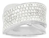 WIDE 1.10CT DIAMOND 14KT WHITE GOLD 3D MULTI ROW CRISS CROSS INFINITY LOVE RING