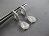 .58CT DIAMOND 14KT WHITE GOLD ROUND CLUSTER TEAR DROP LEVERBACK HANGING EARRINGS