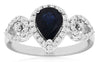 1.5CT DIAMOND & AAA SAPPHIRE 14KT WHITE GOLD PEAR SHAPE & ROUND ANNIVERSARY RING