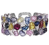 EXTRA LARGE 61.64CT DIAMOND & AAA MULTI COLOR SAPPHIRE 18KT WHITE GOLD BRACELET