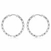 1.92CT DIAMOND & AAA SAPPHIRE 14KT WHITE GOLD MULTI FLOWER HOOP HANGING EARRINGS