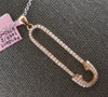 ESTATE LARGE .58CT DIAMOND 14KT ROSE GOLD SAFETY PIN FUN LOVE FLOATING NECKLACE