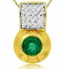 ESTATE .63CT DIAMOND & AAA EMERALD 14KT YELLOW GOLD CLASSIC ETOILE BEZEL PENDANT