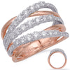 WIDE 1.05CT DIAMOND 14KT WHITE & ROSE GOLD GRADUATING MULTI ROW CRISS CROSS RING