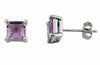 1.85CT AAA AMETHYST 14KT WHITE GOLD 3D ASSCHER CUT SQUARE CLASSIC STUD EARRINGS