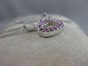 ESTATE PINK SAPPHIRE 14KT WHITE GOLD OPEN HEART PENDANT + CHAIN