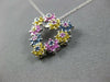 ESTATE 1.23CT AAA MULTI COLOR SAPPHIRE 14KT WHITE GOLD 3D HEART FLOATING PENDANT