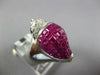 LARGE 8.08CT DIAMOND & AAA RUBY 18K WHITE GOLD ROUND & PRINCESS POMEGRANATE RING