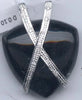 LARGE .10CT DIAMOND & AAA ONYX 14KT WHITE GOLD CRISS CROSS FUN FLOATING PENDANT