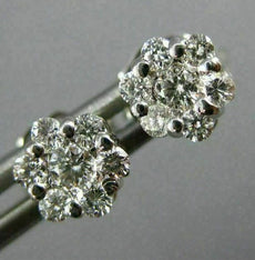 ESTATE .40CT DIAMOND 14KT WHITE GOLD CLASSIC CLUSTER FLOWER STUD EARRINGS #26644