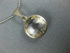 ESTATE AAA CRYSTAL 14KT WHITE GOLD 3D CLASSIC BEZEL ROUND PENDANT