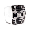 EXTRA LARGE 10.50CT DIAMOND & BLACK ENAMEL 18KT WHITE GOLD CUFF BANGLE BRACELET