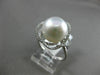 ESTATE LARGE .36CT DIAMOND 14KT WHITE GOLD 3D SOUTH SEA PEARL OPEN FLOWER RING