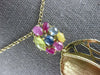 LARGE 2.90CT AAA MULTI COLOR SAPPHIRE 14KT YELLOW GOLD OVAL CRISS CROSS PENDANT