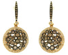 2.55CT WHITE & MOCHA DIAMOND 14KT YELLOW GOLD 3D CLUSTER ETOILE HANGING EARRINGS