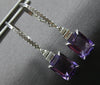 ESTATE 3.17CT DIAMOND & AAA AMETHYST 14KT WHITE GOLD LEVERBACK HANGING EARRINGS