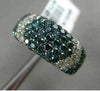 ESTATE 2.75CT WHITE & BLUE DIAMOND 14KT WHITE GOLD 3D MULTI ROW ANNIVERSARY RING