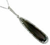6.98CT DIAMOND & AAA SMOKEY TOPAZ 14KT WHITE GOLD 3D ELONGATED TEAR DROP PENDANT