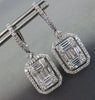 LARGE 3.17CT DIAMOND 18KT WHITE GOLD ROUND & BAGUETTE INVISIBLE HANGING EARRINGS