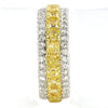 LARGE 7.9CT WHITE & FANCY YELLOW DIAMOND 18Kt 2 TONE GOLD 3 ROW ANNIVERSARY RING
