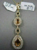 ANTIQUE 3.44CT DIAMOND & AAA EXTRA FACET CITRINE 14K YELLOW GOLD 3D PEAR PENDANT