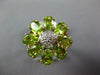 ESTATE WIDE 3.90CT DIAMOND & AAA PERIDOT 14KT TWO TONE GOLD 3D FLOWER FUN RING