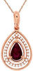 .54CT DIAMOND & AAA RUBY 14KT ROSE GOLD 3D PEAR SHAPE TEAR DROP FLOATING PENDANT
