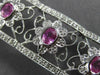 ESTATE WIDE 4.47CT DIAMOND & AAA PINK SAPPHIRE 14KT WHITE GOLD FLORAL BRACELET