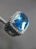 ESTATE EXTRA LARGE 14.51CT DIAMOND AAA SAPPHIRE & BLUE TOPAZ 14K WHITE GOLD RING