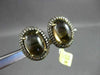 ANTIQUE LARGE 11.5CT AAA SMOKEY TOPAZ & DIAMOND 18K YELLOW GOLD CLIP ON EARRINGS