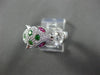 ESTATE LARGE .92CT DIAMOND TSAVORITE & RUBY 14KT WHITE GOLD 3D HAPPY TIGER RING