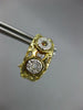 .15CT DIAMOND 14K 2 TONE GOLD CIRCULAR NUGGET SEMI HOOP CLIP ON HANGING EARRINGS