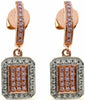 .48CT WHITE & PINK DIAMOND 18K WHITE ROSE GOLD FILIGREE OCTAGON HANGING EARRINGS